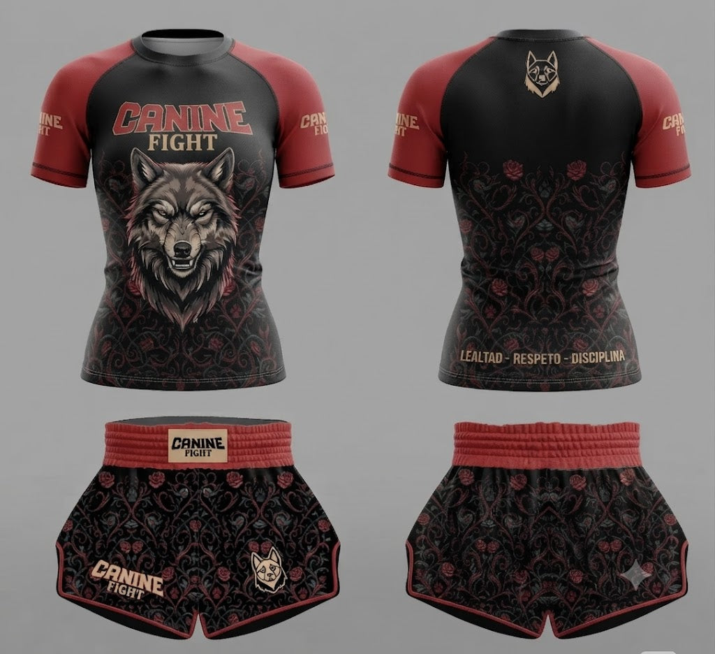 Short Muay Thai modelo red rose masculino