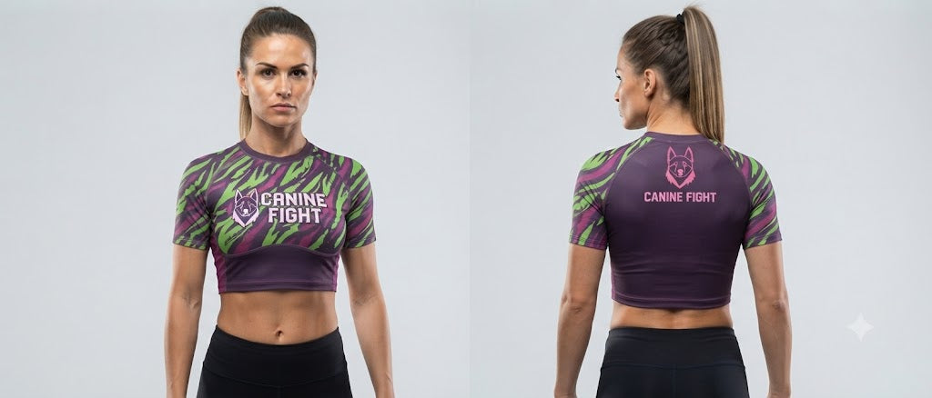 rashguard/Camiseta de compresiòn NOGI modelo Short purple femenino