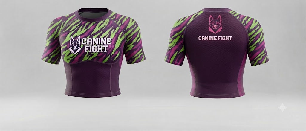 rashguard/Camiseta de compresiòn NOGI modelo Short purple femenino